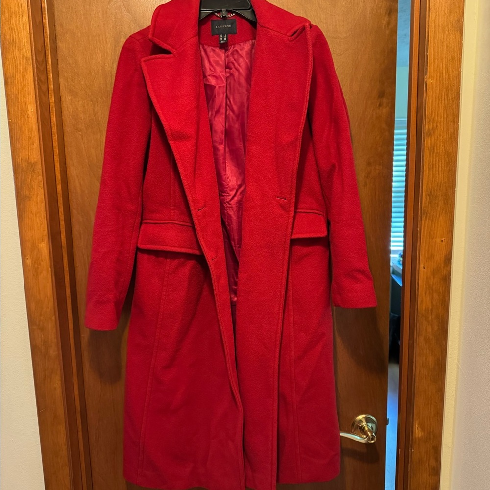 Lands' End Women's Vibrant Red Trench Coat